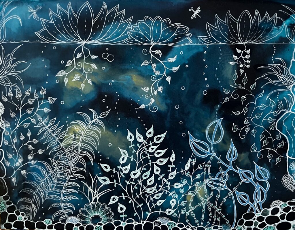 bois aggloméré 38x50 encre acrylique+posca