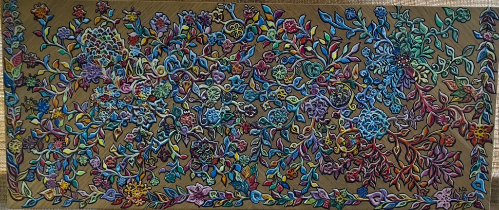 Bois plaqué 25x59 posca+crayon ciré