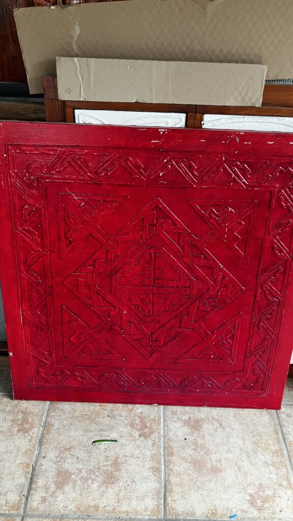 toile 80x80 huile : toile avec des cordes collés et enduit qui représentent des dessins celtiques